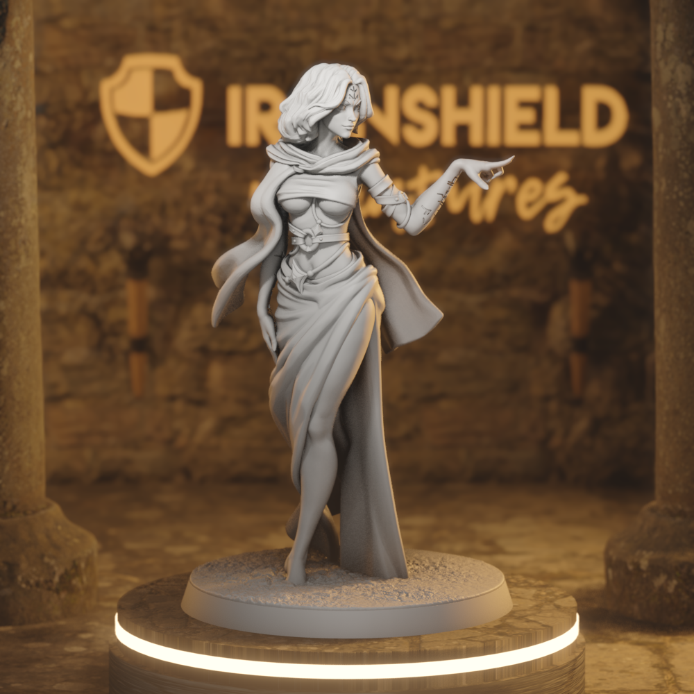 Lucita Vinaro Infernalist Wizard 2 Human Warlock DnD miniature 3D printed resin tabletop RPG figure