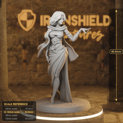 Lucita Vinaro Infernalist Wizard 2 Human Warlock DnD miniature 3D printed resin tabletop RPG figure