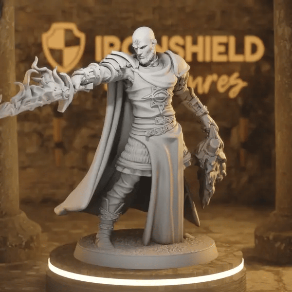 Luel of Avreham Ash Paladin 2 DnD miniature 360 turntable animation