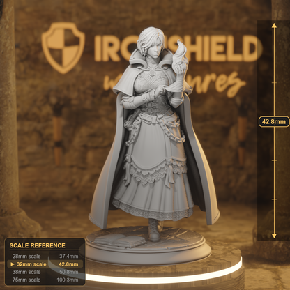 Lune De La Rue Human Sorcerer, Warlock, Wizard DnD miniature 3D printed resin tabletop RPG figure