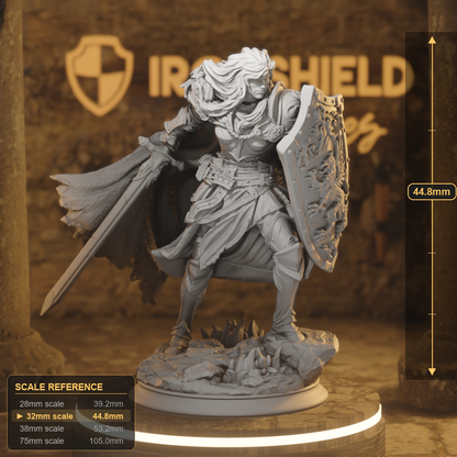 Lydia Untarnished Human Fighter, Paladin DnD miniature 3D printed resin tabletop RPG figure