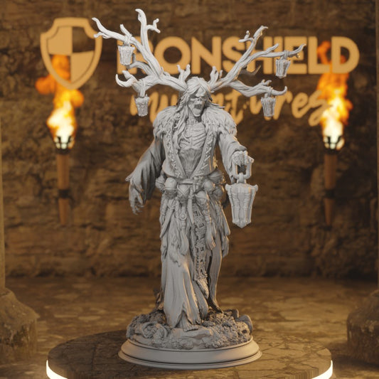 Lykteholder Undead Draugr lantern keeper 3D printed miniature with ornate lanterns and Nordic armor