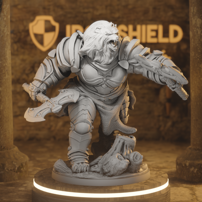 Mama Bear Knight Beastfolk Fighter DnD miniature 3D printed resin tabletop RPG figure