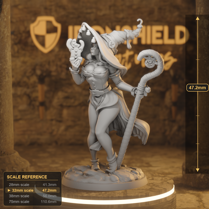 Momma Shugga Human Warlock DnD miniature 3D printed resin tabletop RPG figure