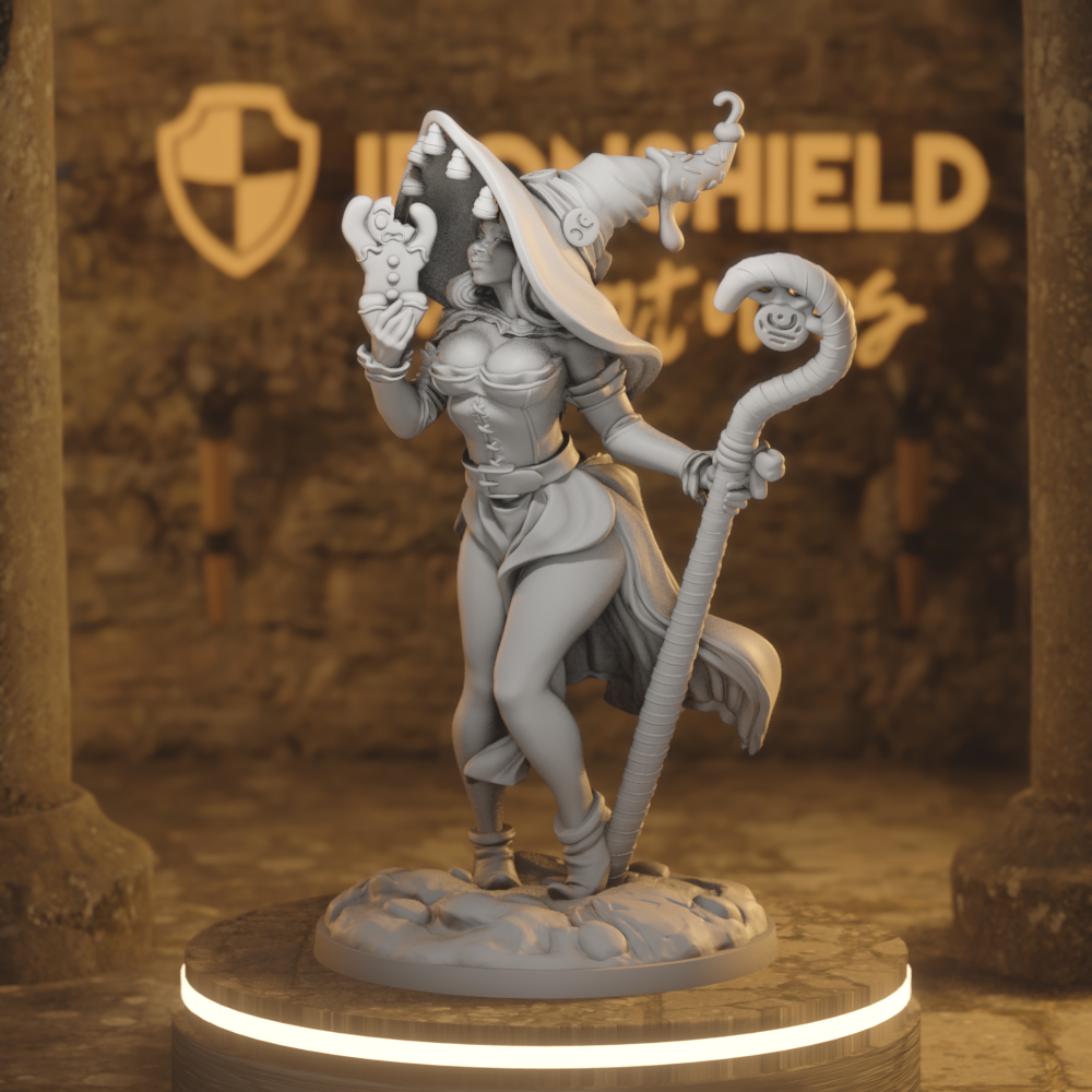 Momma Sugar 50 Human Warlock DnD miniature 3D printed resin tabletop RPG figure