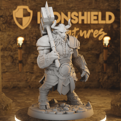 Nautrir Combat Minotaur Hammer Barbarian DnD miniature 3D printed resin tabletop RPG figure