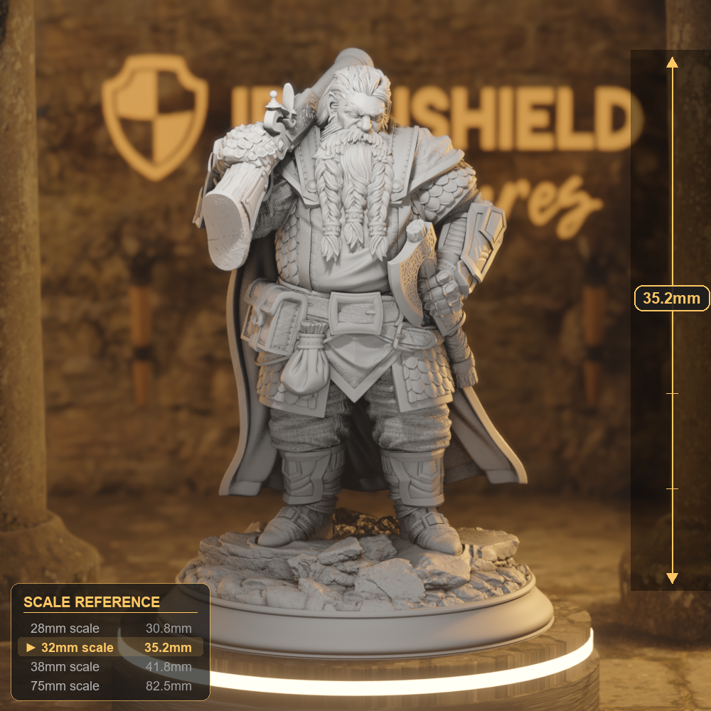 Nilyerg Dwarf Gunslinger, Ranger DnD miniature 3D printed resin tabletop RPG figure