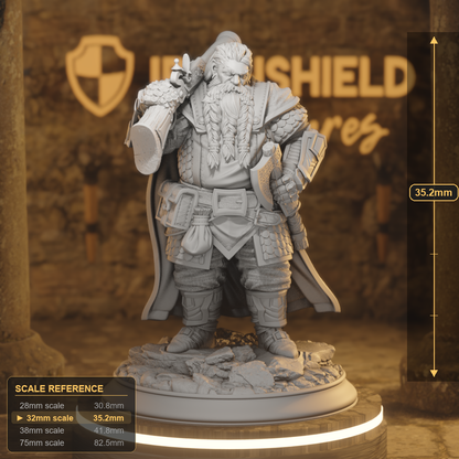 Nilyerg Dwarf Gunslinger, Ranger DnD miniature 3D printed resin tabletop RPG figure