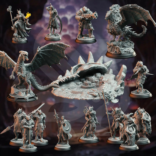 Rise of the Dragon - DND 5e Starter Campaign - Full Set 15 Figures + Maps + Characters Sheets D&D