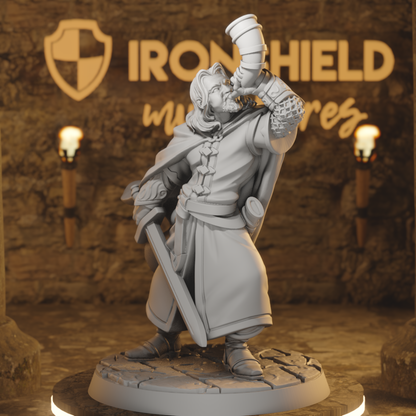 Orlando Bogamir Human Bard Fighter Horn DnD miniature 3D printed resin tabletop RPG figure