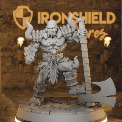 Ostorath hulking axeman berserker warrior DnD miniature 3D printed resin tabletop RPG figure