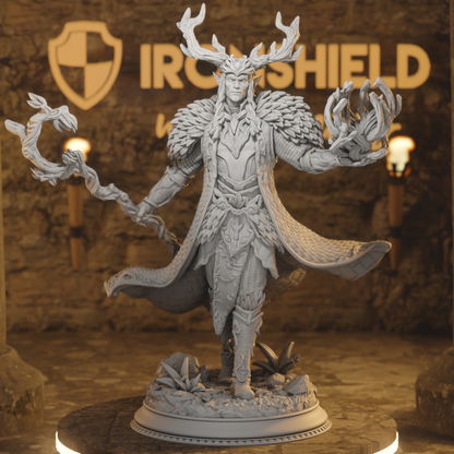 Pontifax Elf, Fey Druid, Sorcerer, Wizard DnD miniature 3D printed resin tabletop RPG figure