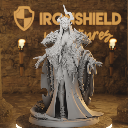 Priestess of the rat cult female elf woman DnD miniature 3D printed resin tabletop RPG figure