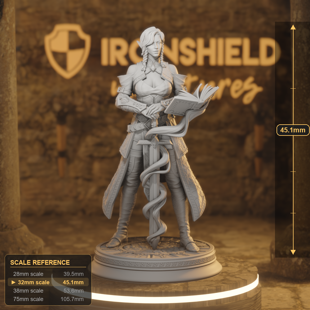 Proctor Synthelia Elf Fighter, Paladin, Sorcerer DnD miniature 3D printed resin tabletop RPG figure