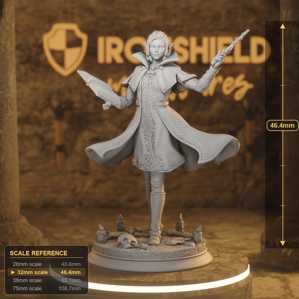 Professor Margaux Elf Wizard DnD miniature 3D printed resin tabletop RPG figure