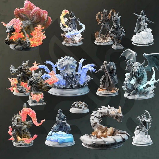 Elemental Energies - DND 5e Starter Campaign - Full Set 13 Figures + Maps + Characters Sheets D&D