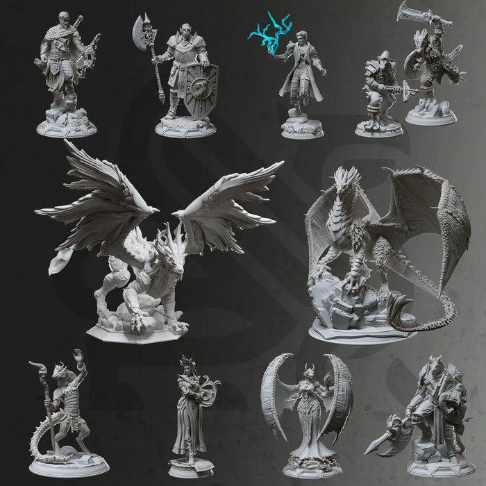 Der Drachenpakt – DND 5e Starterkampagne – Komplettset mit 11 Figuren + Karten + Charakterbögen D&amp;D 