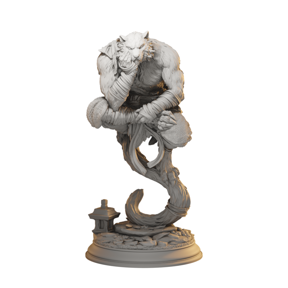 Raiko Wanderer Beastfolk Monk DnD miniature 3D printed resin tabletop RPG figure