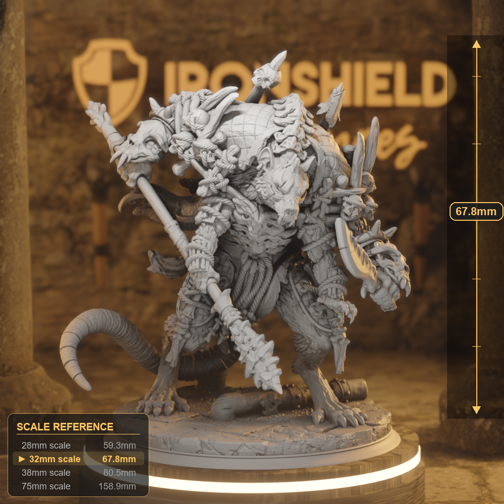 Rat King Beastfolk, Monstrosity DnD miniature 3D printed resin tabletop RPG figure