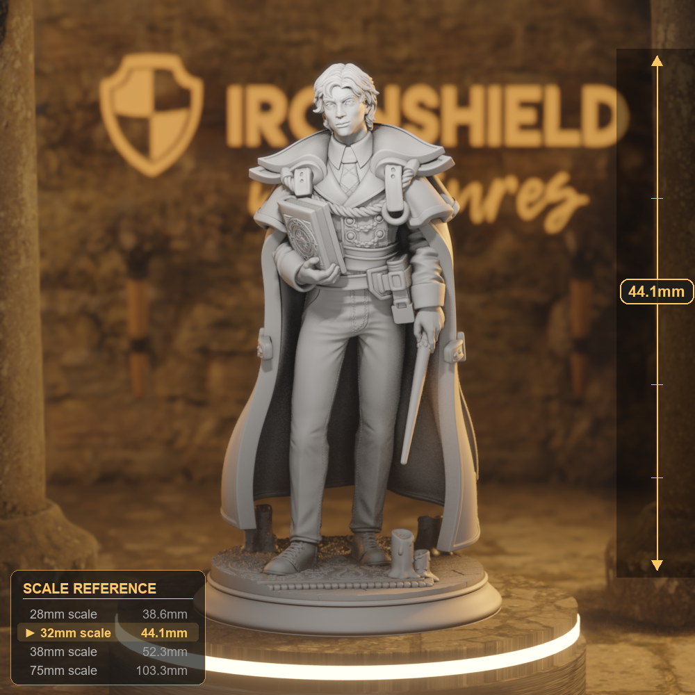Robin Presner Human Sorcerer, Wizard DnD miniature 3D printed resin tabletop RPG figure