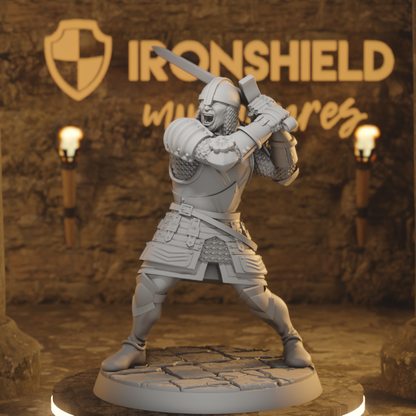 Rodrick Male Human Knight Swordsman Soldier DnD miniature 3D printed resin tabletop RPG figure