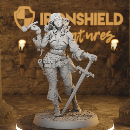 Saliyah - Rogue Virtuoso Elegant Duelist Bard Trickster DnD miniature 3D printed resin tabletop RPG figure