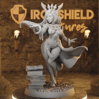 Sapphire Female Wizard Mage Lady Girl DnD miniature 3D printed resin tabletop RPG figure