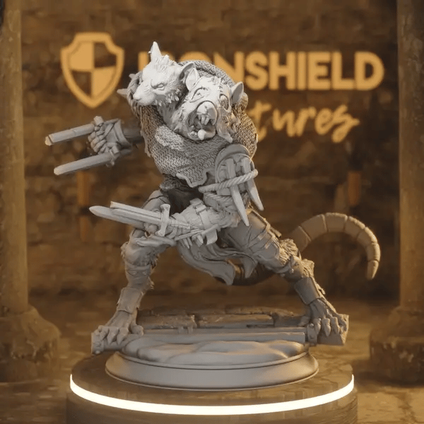 Scabbers Berserker DnD miniature 360 turntable animation