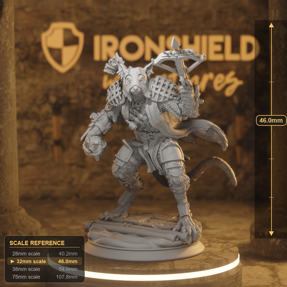 Scabbers Commando Beastfolk Ranger DnD miniature 3D printed resin tabletop RPG figure