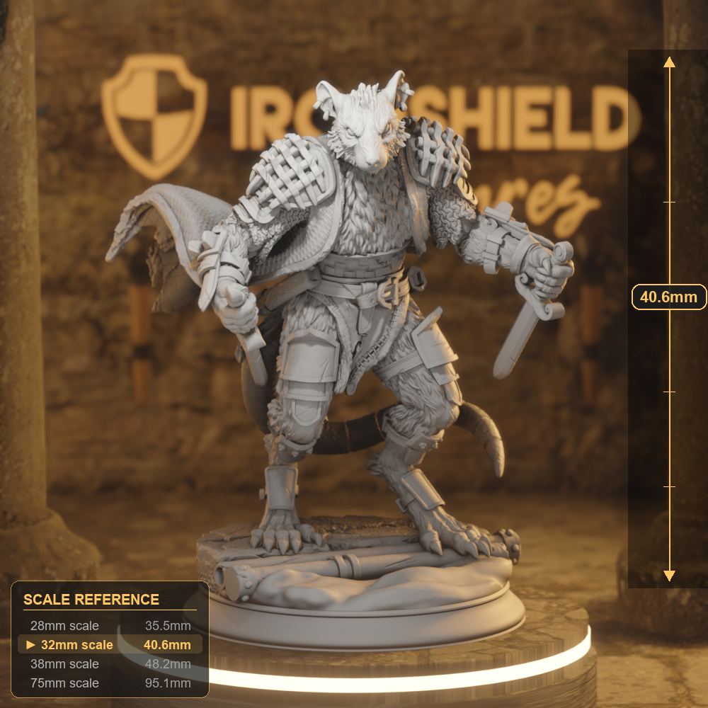 Scabbers Rogue Beastfolk Rogue DnD miniature 3D printed resin tabletop RPG figure