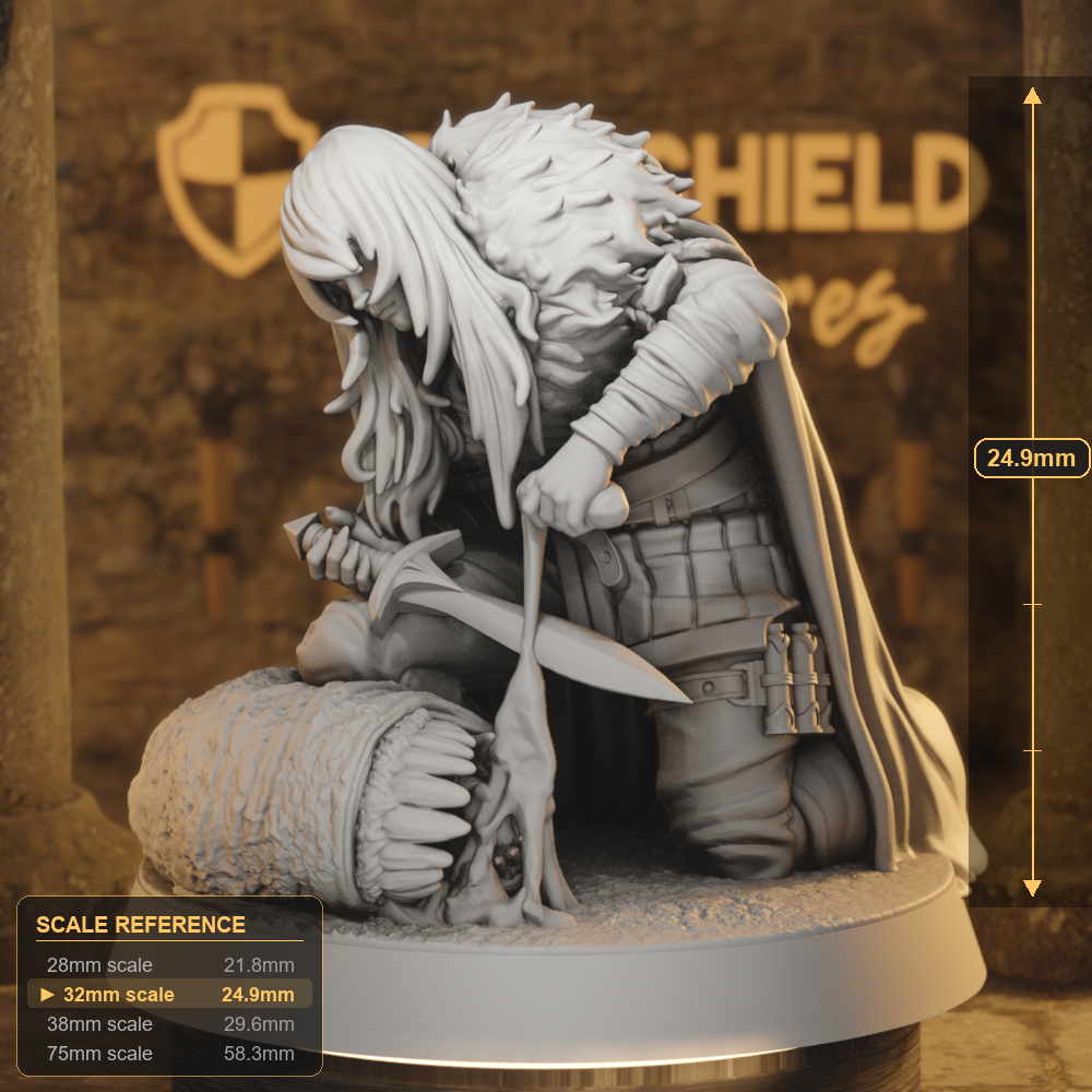 Sebira Mawbray Blood Tracker 1 Human Ranger DnD miniature 3D printed resin tabletop RPG figure
