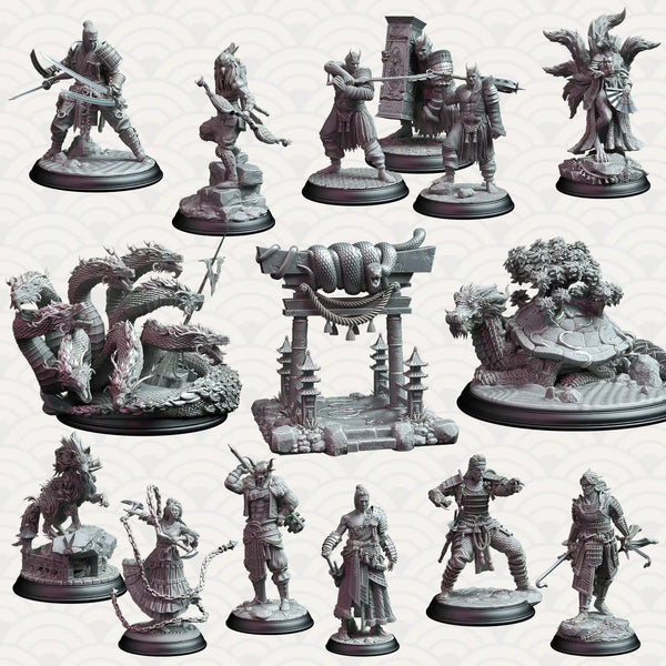 Spirits from the East - DND 5e Starter Campaign - Full Set 15 Figures + Maps + Characters Sheets D&D