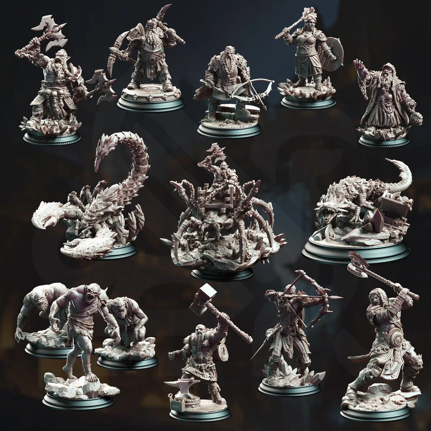 Dwarves of the Deep - DND 5e Starter Campaign - Full Set 14 Figures + Maps + Characters Sheets D&D