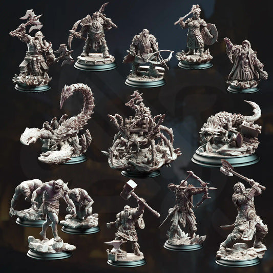 Dwarves of the Deep - DND 5e Starter Campaign - Full Set 14 Figures + Maps + Characters Sheets D&D