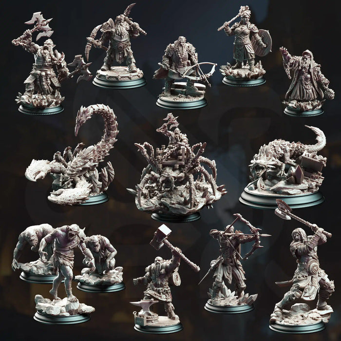 Zwerge der Tiefe – DND 5e Starter-Kampagne – Komplettset mit 14 Figuren + Karten + Charakterbögen D&amp;D 