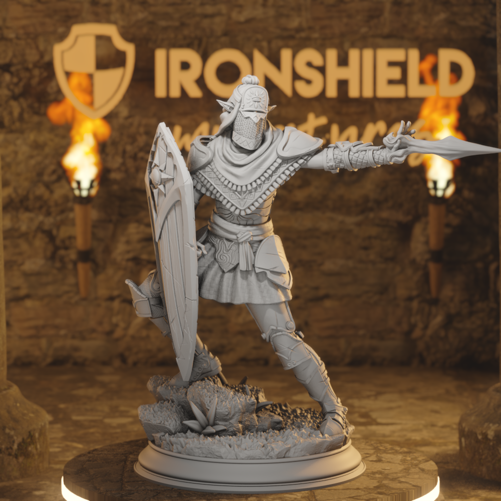 Seroca s Devout Battleman Elf Fighter DnD miniature 3D printed resin tabletop RPG figure