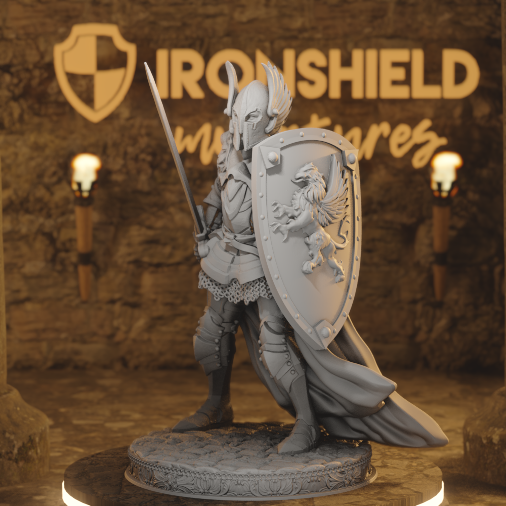 Sergeant - Silus Knight Soldier Vanguard DnD miniature 3D printed resin tabletop RPG figure front view