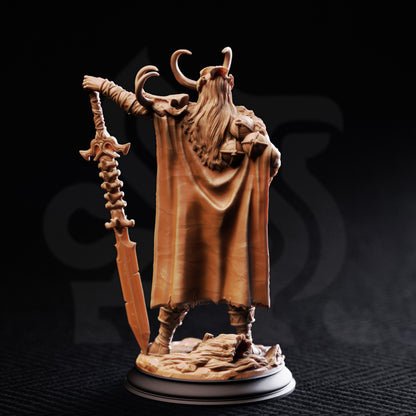 Skadi - Norse Warrior Barbarian Fighter 3D printed miniature detail view tabletop RPG