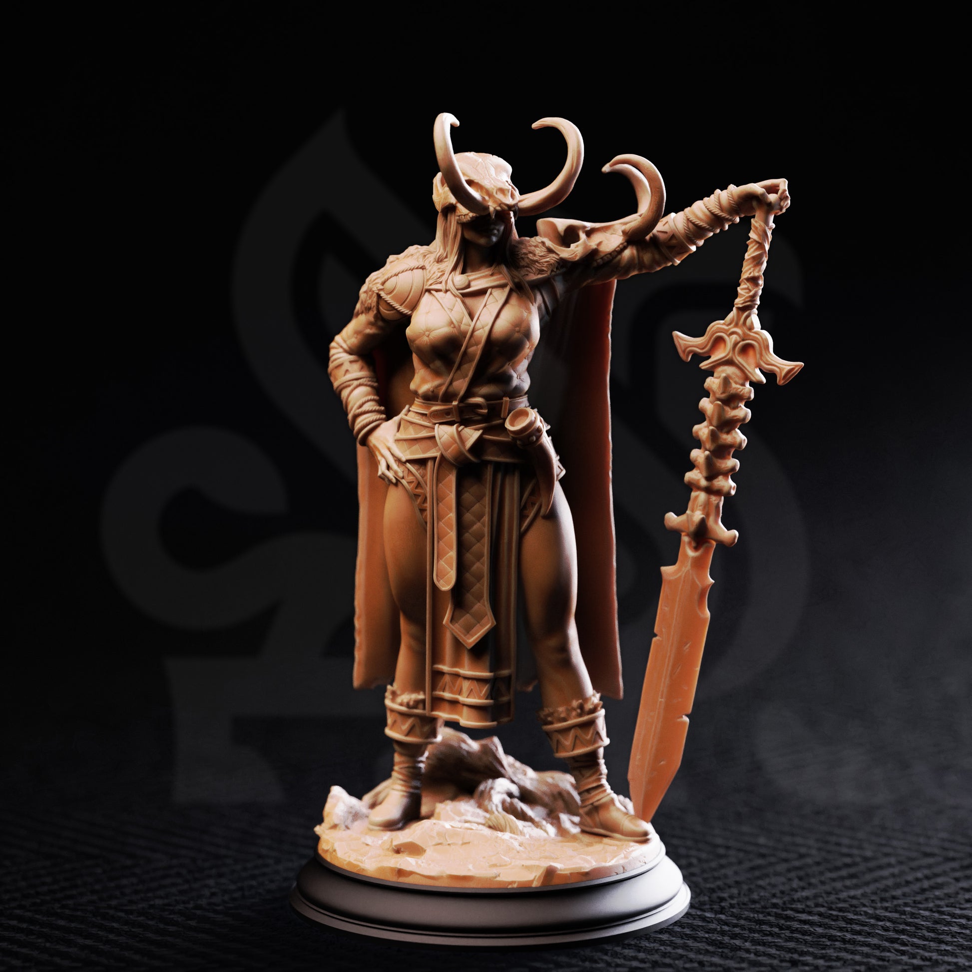 Skadi - Norse Warrior Barbarian Fighter DnD miniature 3D printed resin figure alternate angle