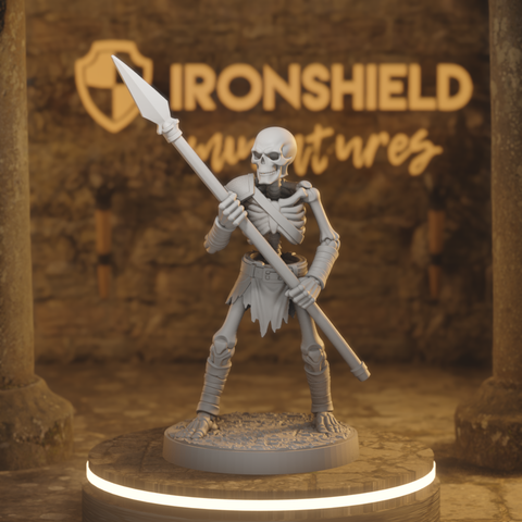 Skeleton Spearman - Undead Skeletal Warrior with Spear | DnD Tabletop RPG Miniature