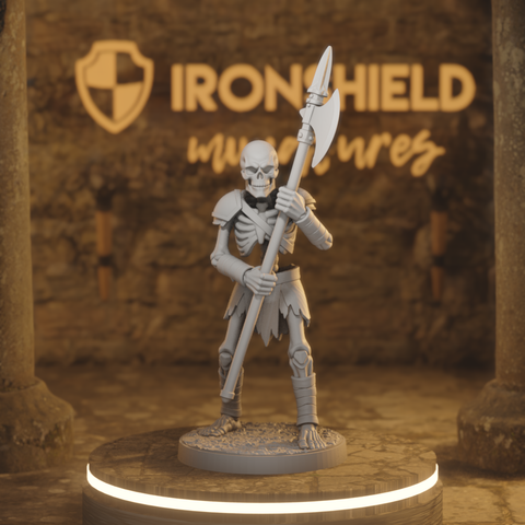 Skeleton Halberdier - Undead Skeletal Warrior with Halberd Polearm | DnD Tabletop RPG Miniature