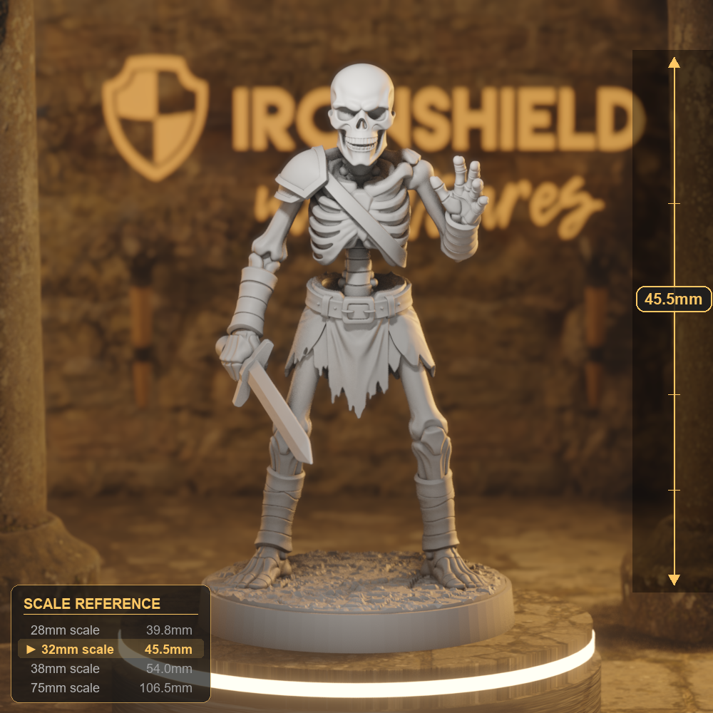 Skeletor 3 Undead Warrior DnD miniature 3D printed resin tabletop RPG figure