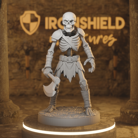 Skeleton Axeman - Undead Skeletal Warrior with Hand Axe | DnD Tabletop RPG Miniature