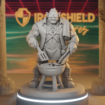 Steve Grillfang Orc Barbarian DnD miniature 3D printed resin tabletop RPG figure