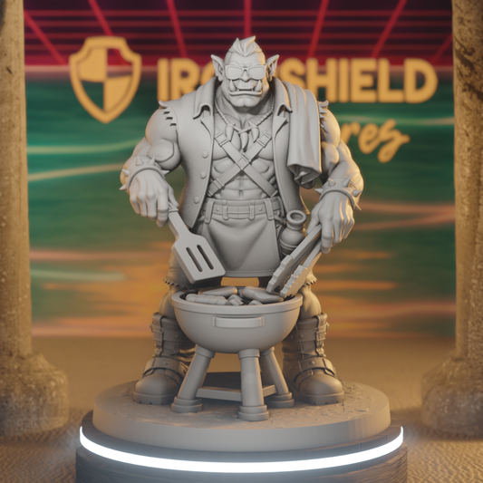 Steve Grillfang Orc Barbarian DnD miniature 3D printed resin tabletop RPG figure