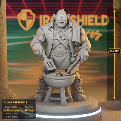 Steve Grillfang Orc Barbarian DnD miniature 3D printed resin tabletop RPG figure