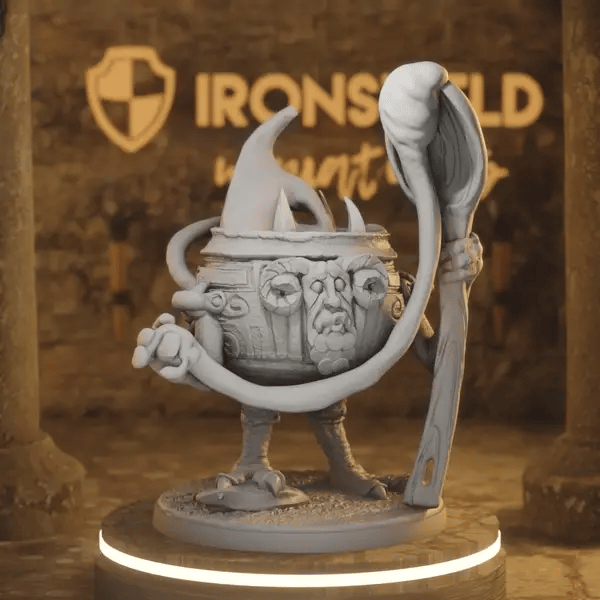 Striding Cauldron 1 DnD miniature 360 turntable animation