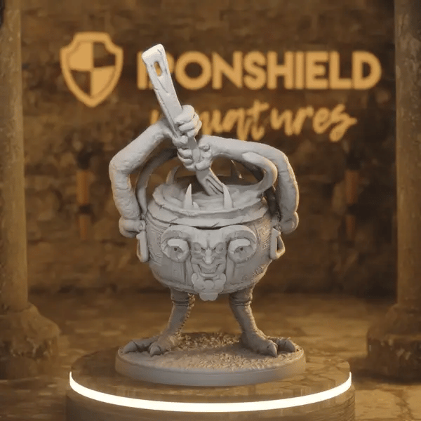 Striding Cauldron 2 DnD miniature 360 turntable animation
