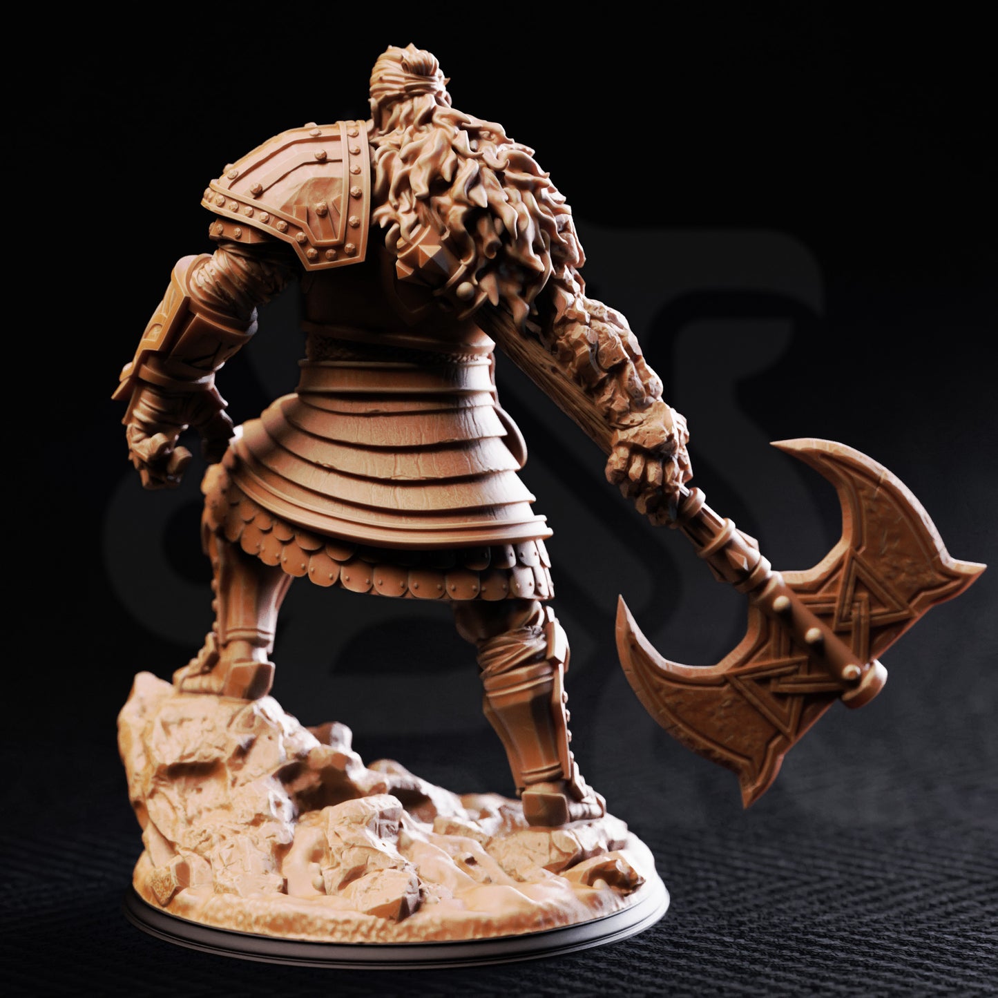 Surtrson - Giant Fire Jötunn Warrior 3D printed miniature detail view tabletop RPG