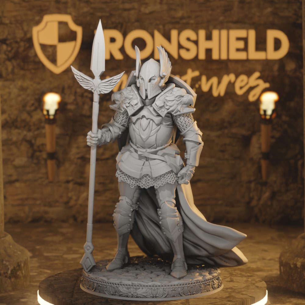 Sycamore Human Fighter DnD miniature 3D printed resin tabletop RPG figure knight with eagle wings
